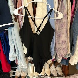Cross Back Black body suit